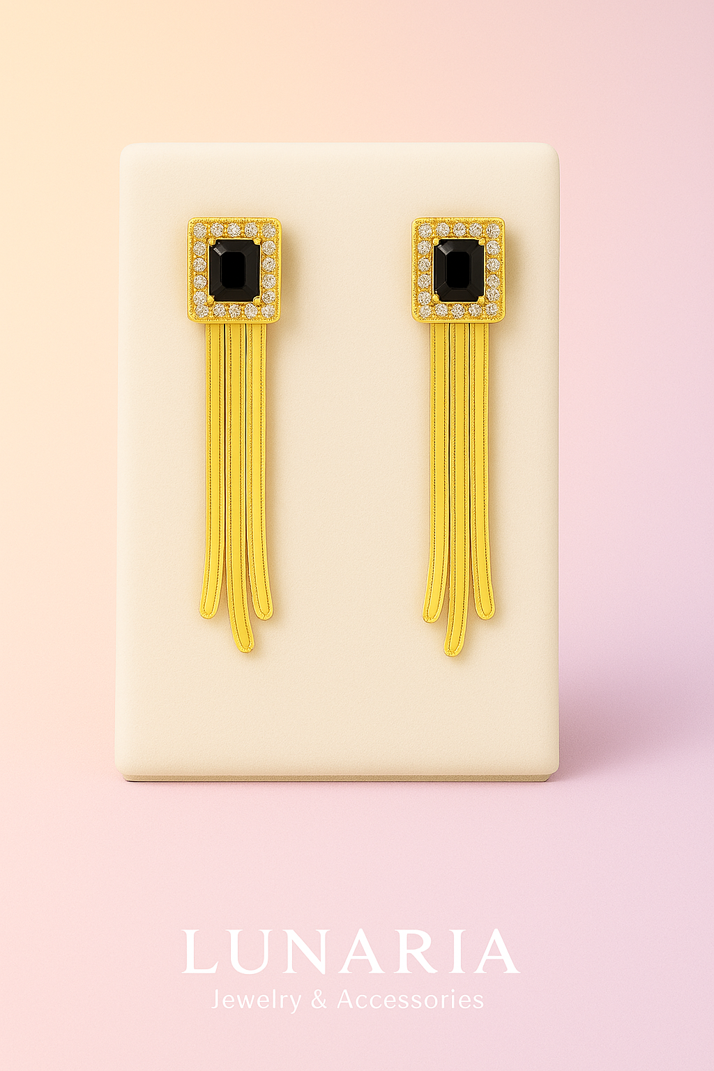 Aretes Cascada Circon Negro