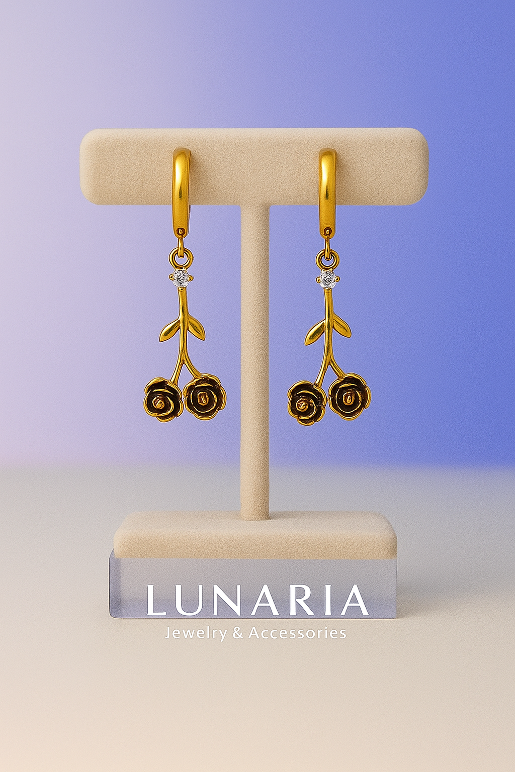 Aretes Rosas Doradas