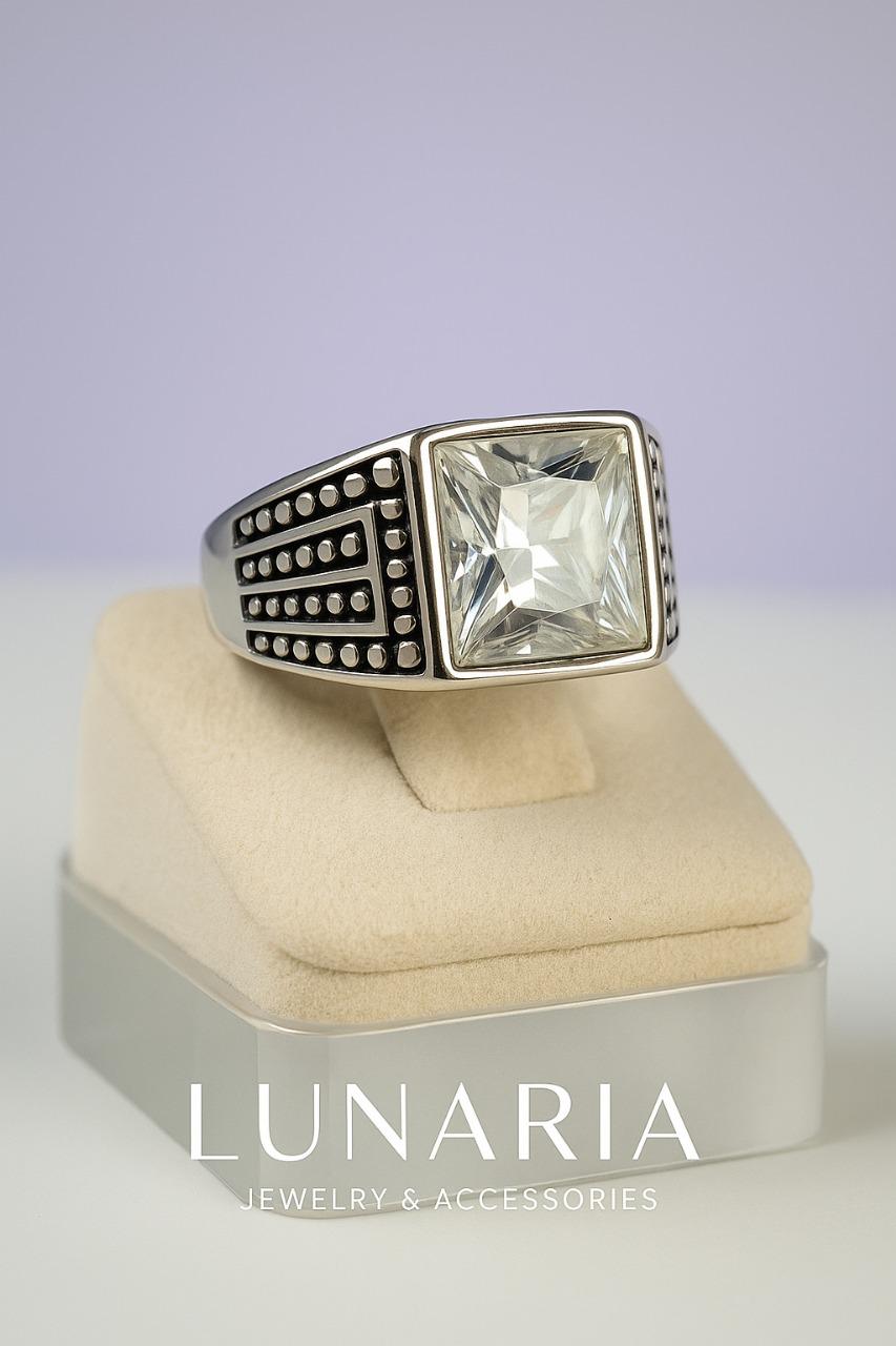 Anillo Circon Blanco Plateado
