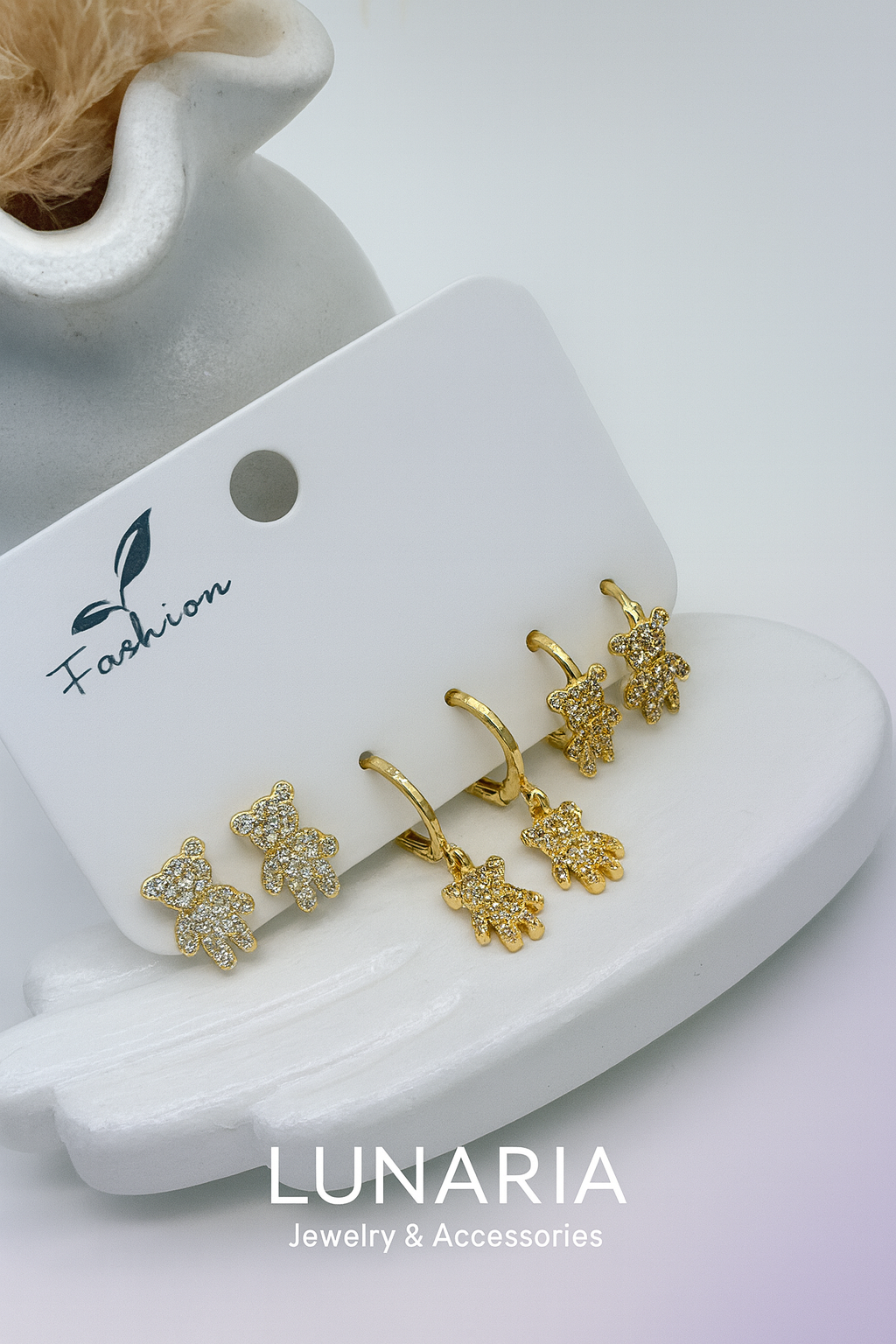 Set de Candongas Osos Diamantados