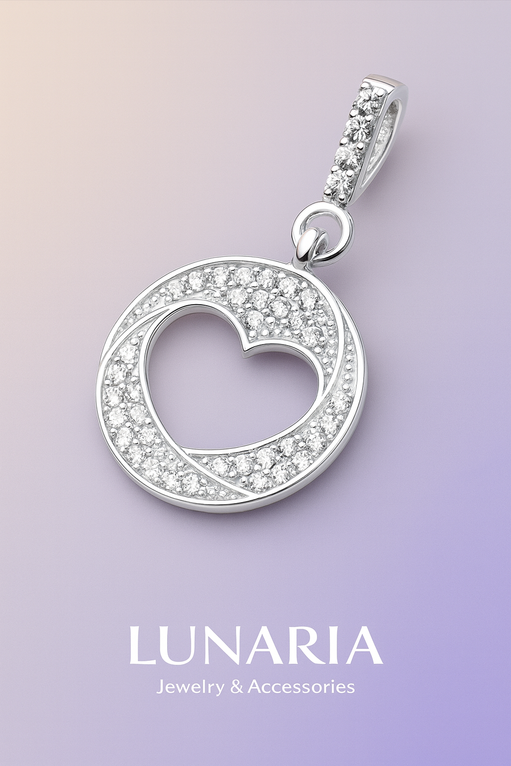 Dije Placa de Corazon Diamantada