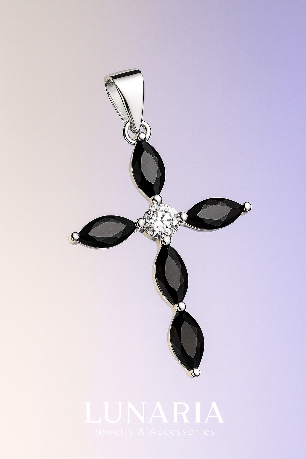 Dije Cruz de Circon Negro