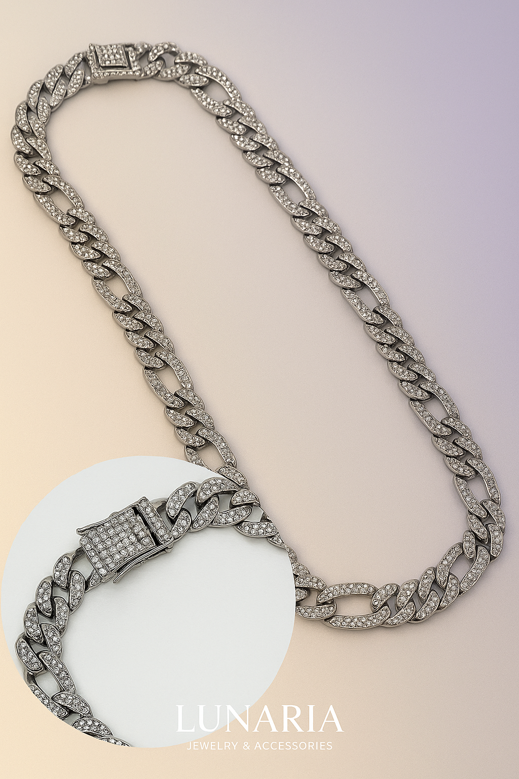 Cadena Cubana Figaro Diamantada