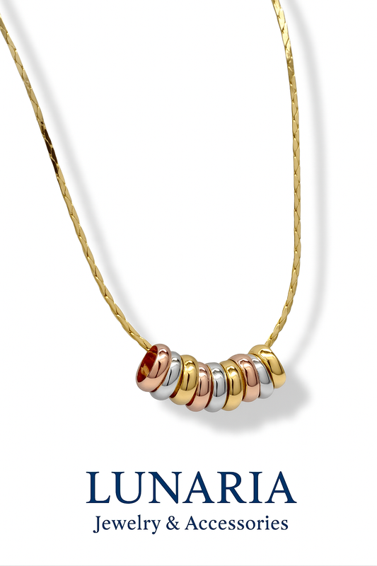 Cadena Tejido Snake con 9 Aros Tricolor 45 cm 1.2 mm