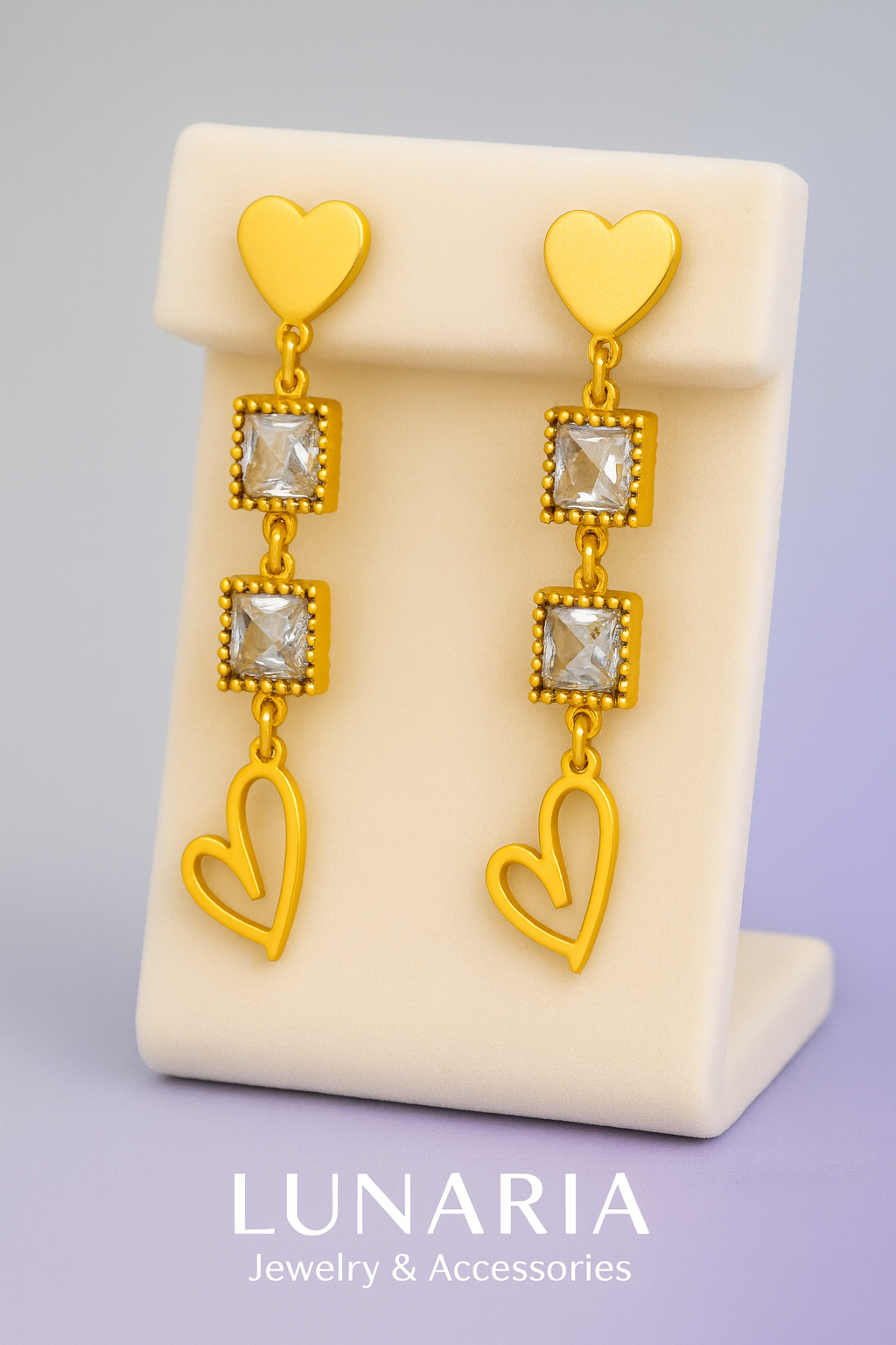 Aretes Corazon Mosaico Blanco