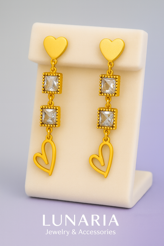 Aretes Corazon Mosaico Blanco