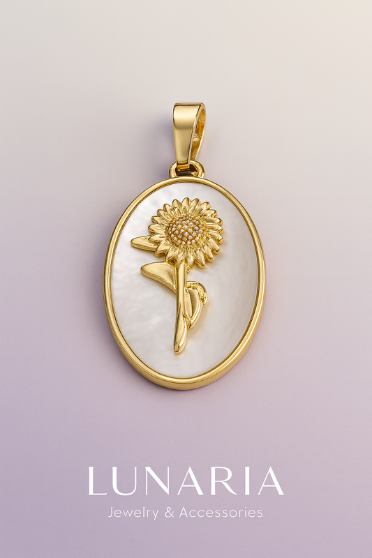 Dije de Placa con Flor