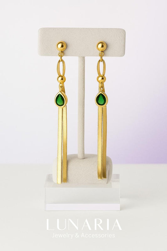 Aretes Gotas de Esmeralda