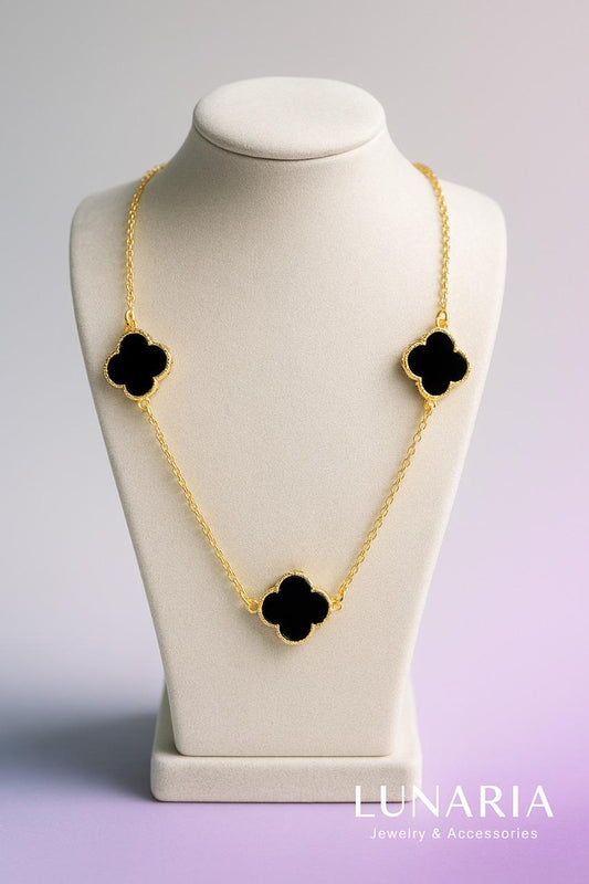 Collar Tres Trebol Negro