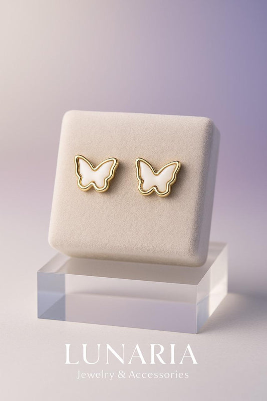 Aretes Mariposa Blanca