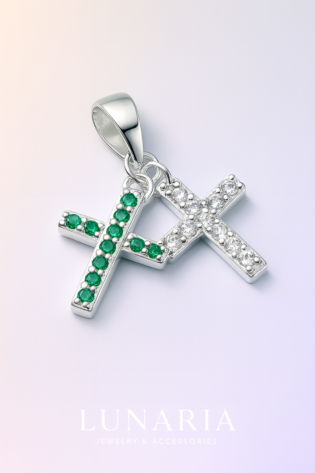 Dije Doble Cruz Diamantada