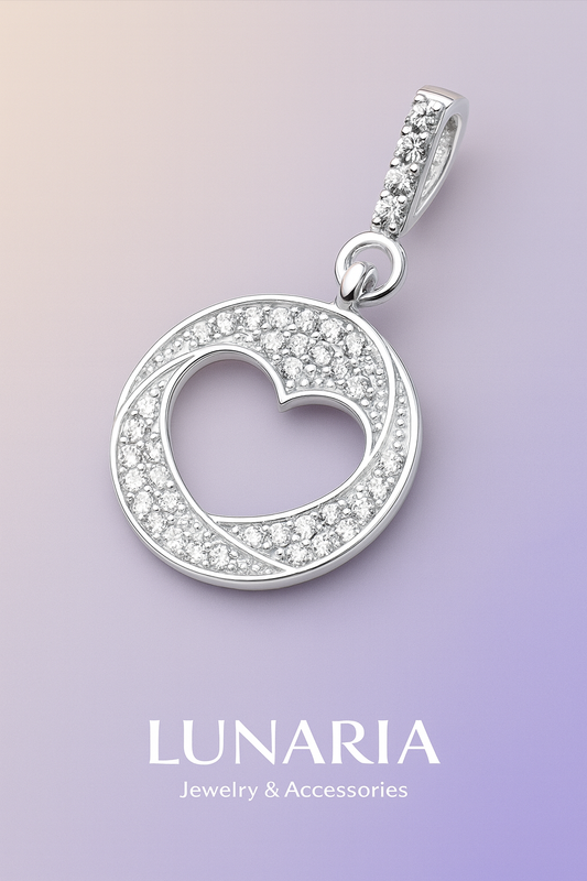 Dije Placa de Corazon Diamantada