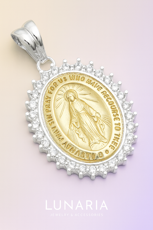 Dije Placa de la Virgen Milagrosa