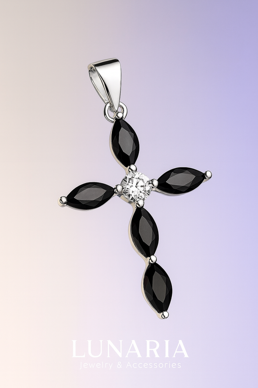 Dije Cruz de Circon Negro
