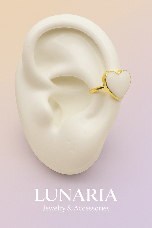 Ear Cuff Corazon Blanco
