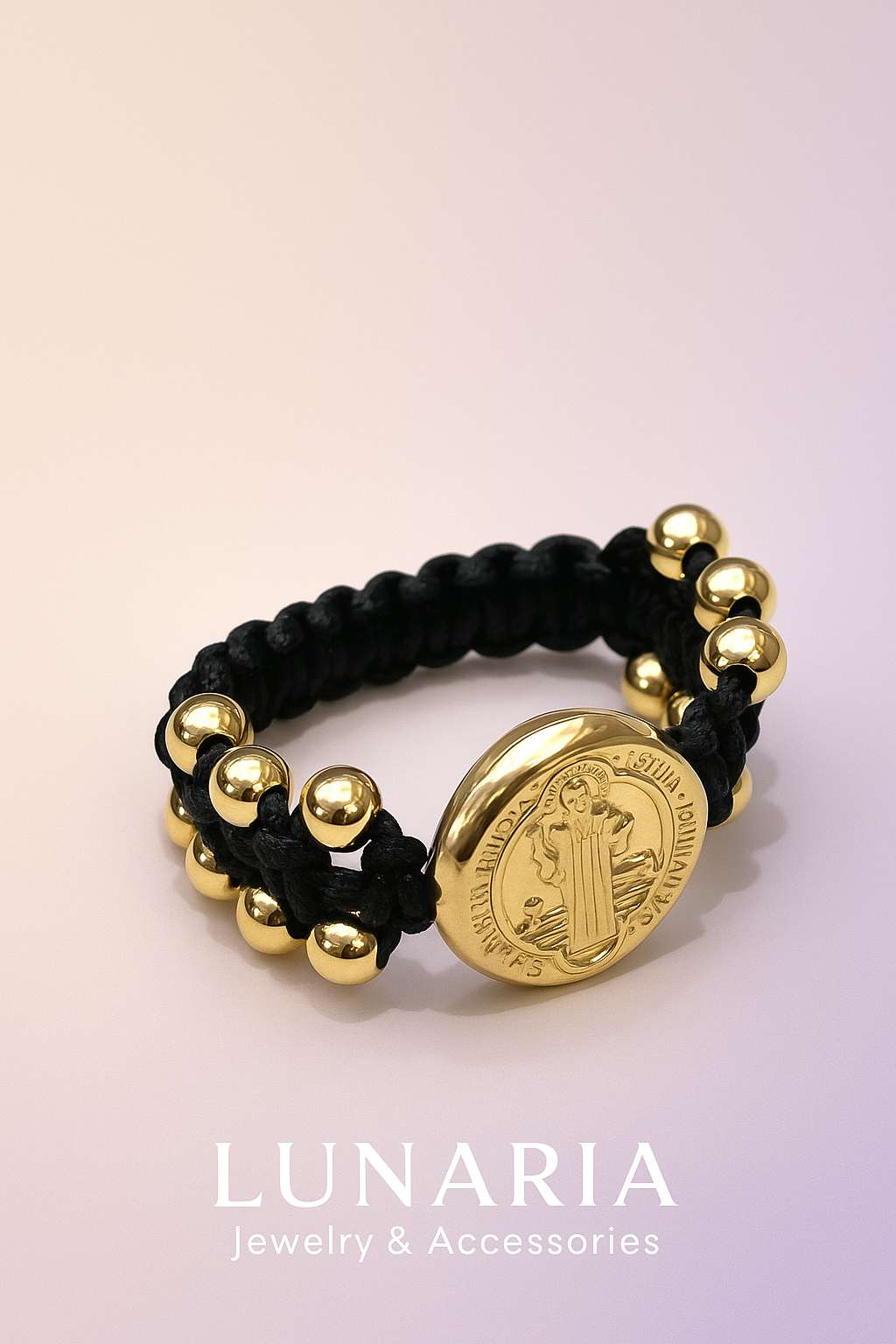 Anillo Tejido Placa San Benito