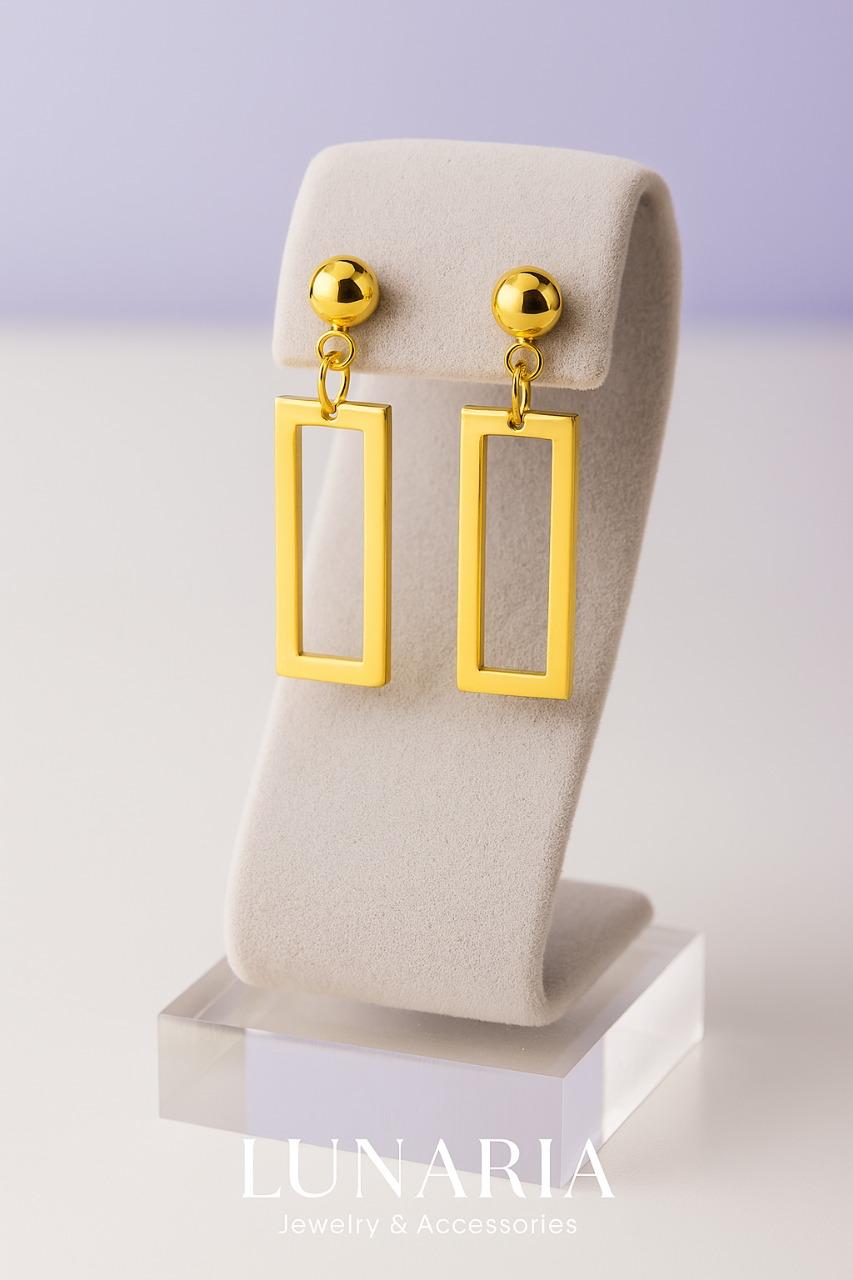 Aretes Rectangulo Dorado