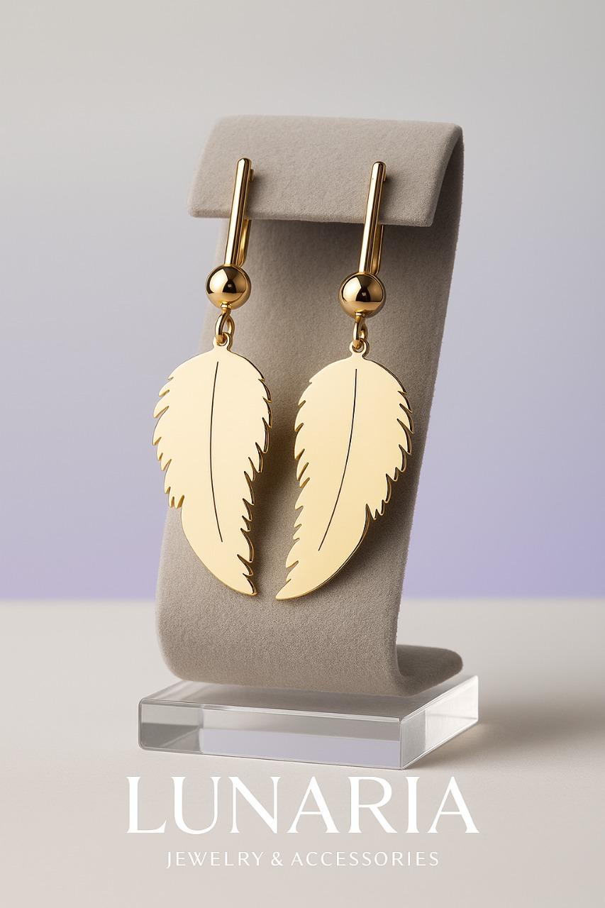 Aretes Pluma Dorada