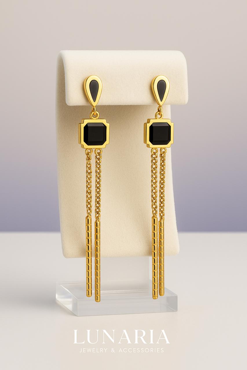 Aretes Cascada Ónix